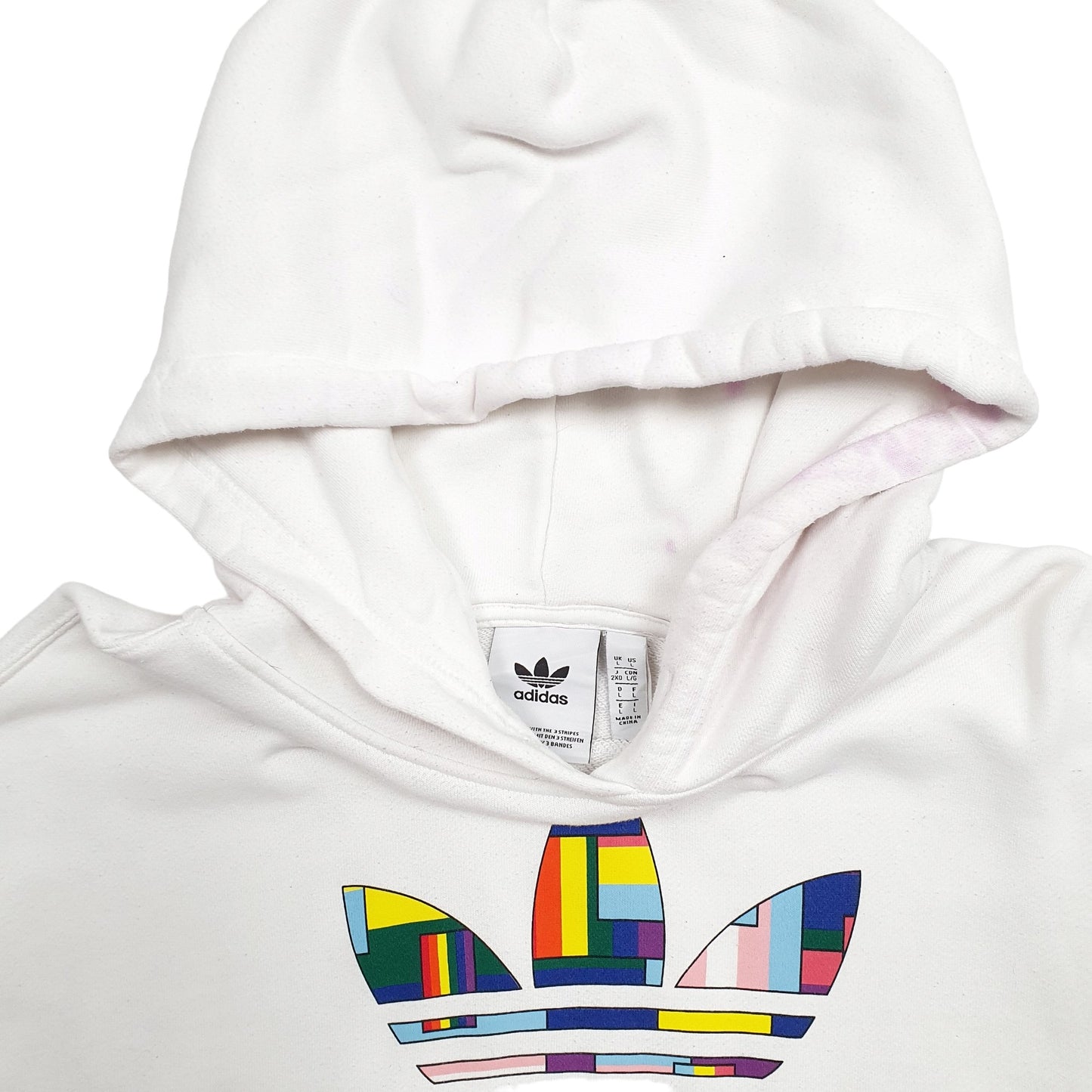 Mens White Adidas Spellout Hoodie Jumper