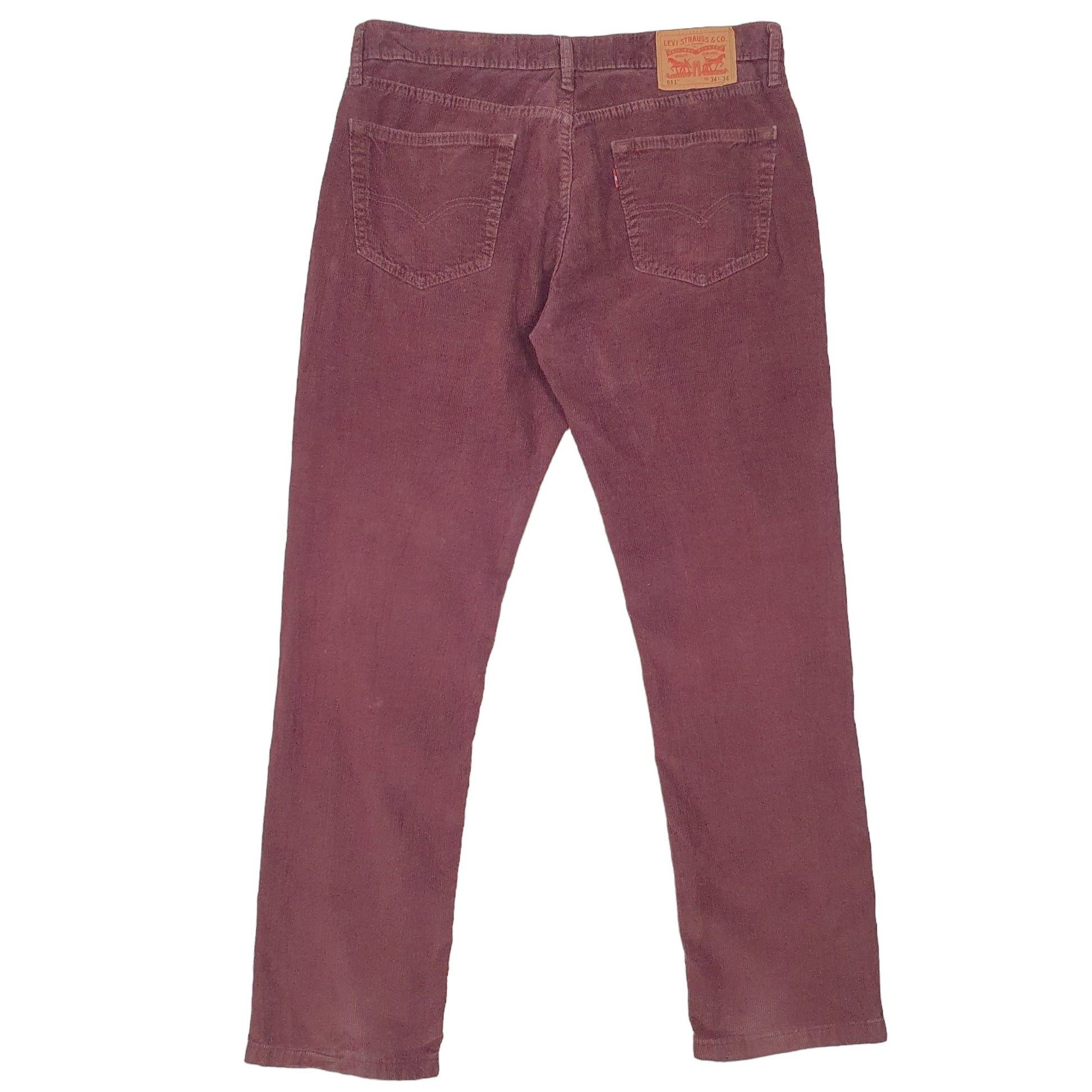 Mens Burgundy Levis 511 Corduroy Trousers