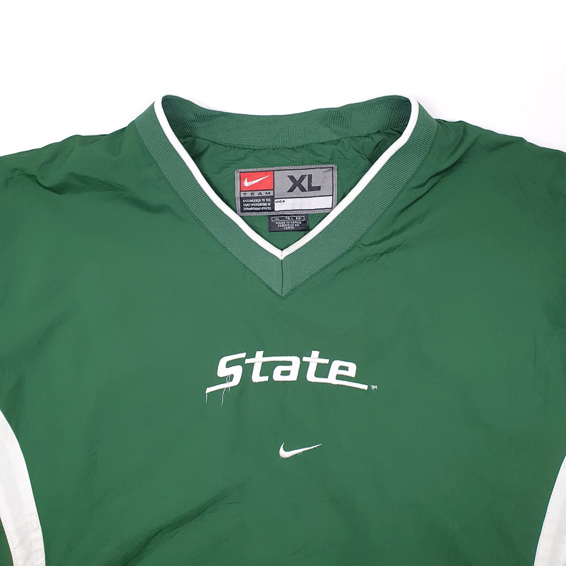 Mens Green Nike Vintage 2000s Y2K Spartans State USA College Sweatshirt  Coat
