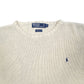Mens Cream Polo Ralph Lauren Thick Chunky Knit Crewneck Jumper
