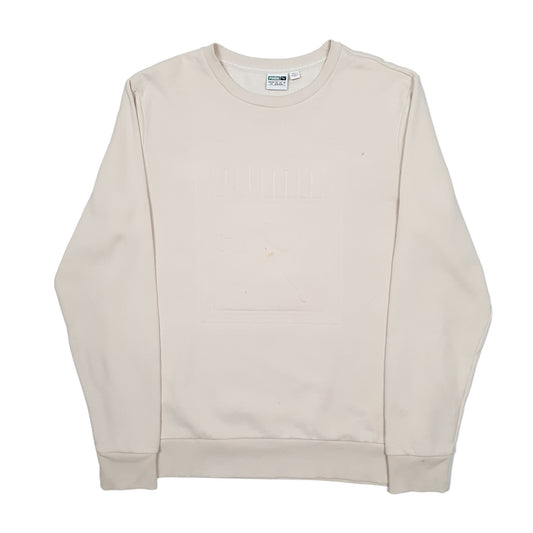 Mens Beige Puma Spellout Crewneck Jumper