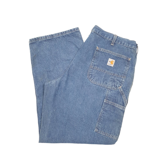 Mens Blue Carhartt Flame Resistant Carpenter JeansW38 L30