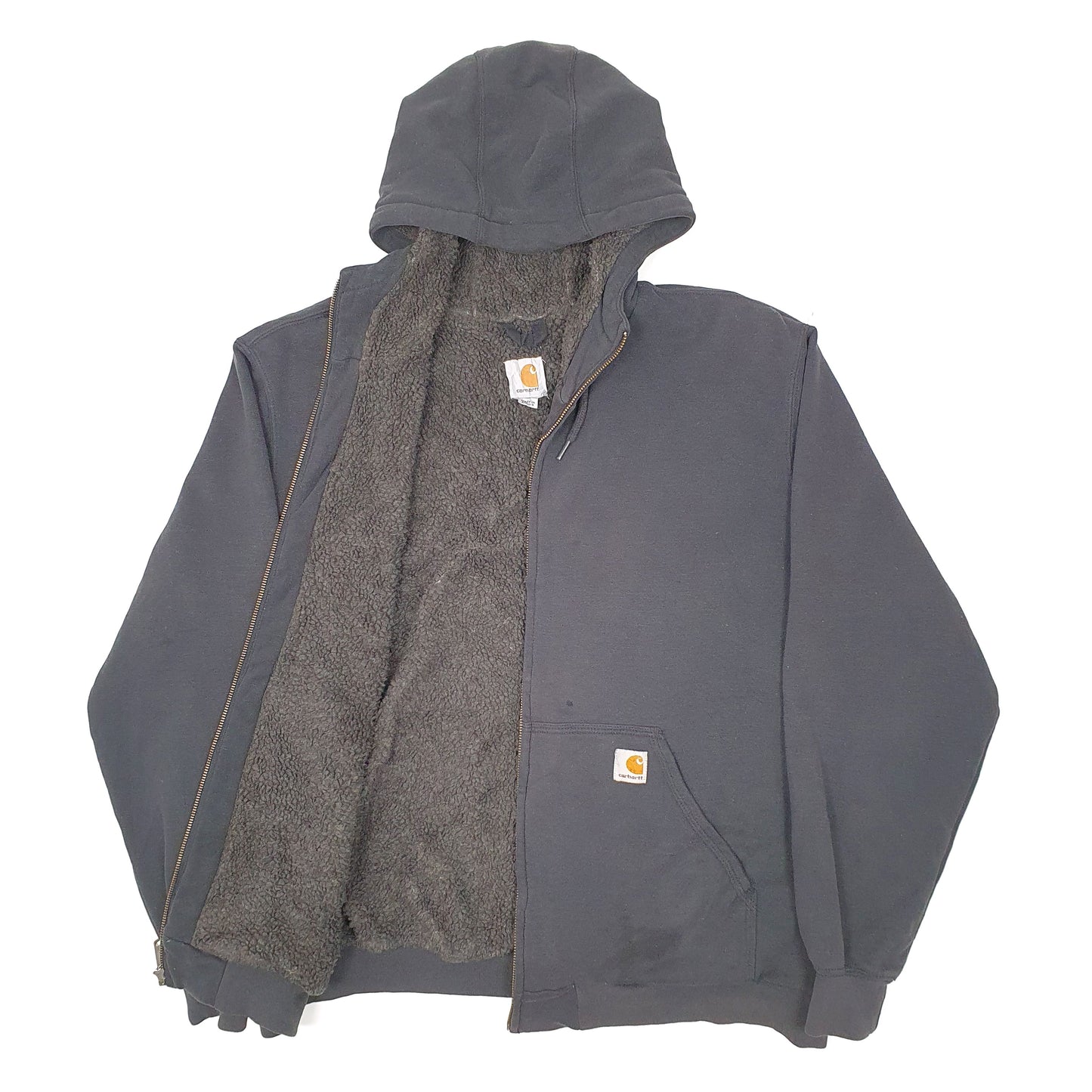 Mens Black Carhartt Sherpa Lined Thermal Hoodie Full Zip Jumper