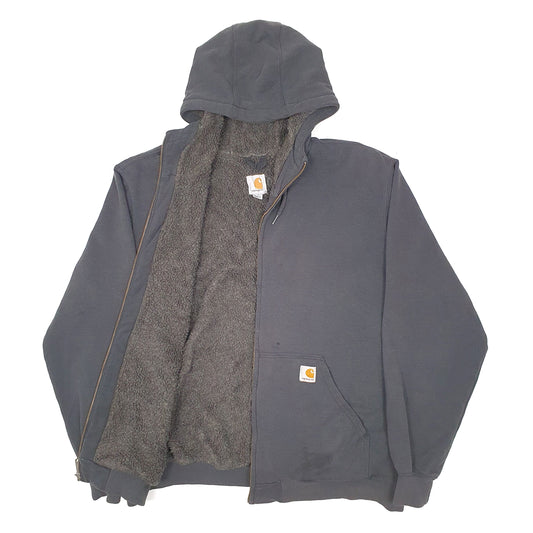 Mens Black Carhartt Sherpa Lined Thermal Hoodie Full Zip Jumper
