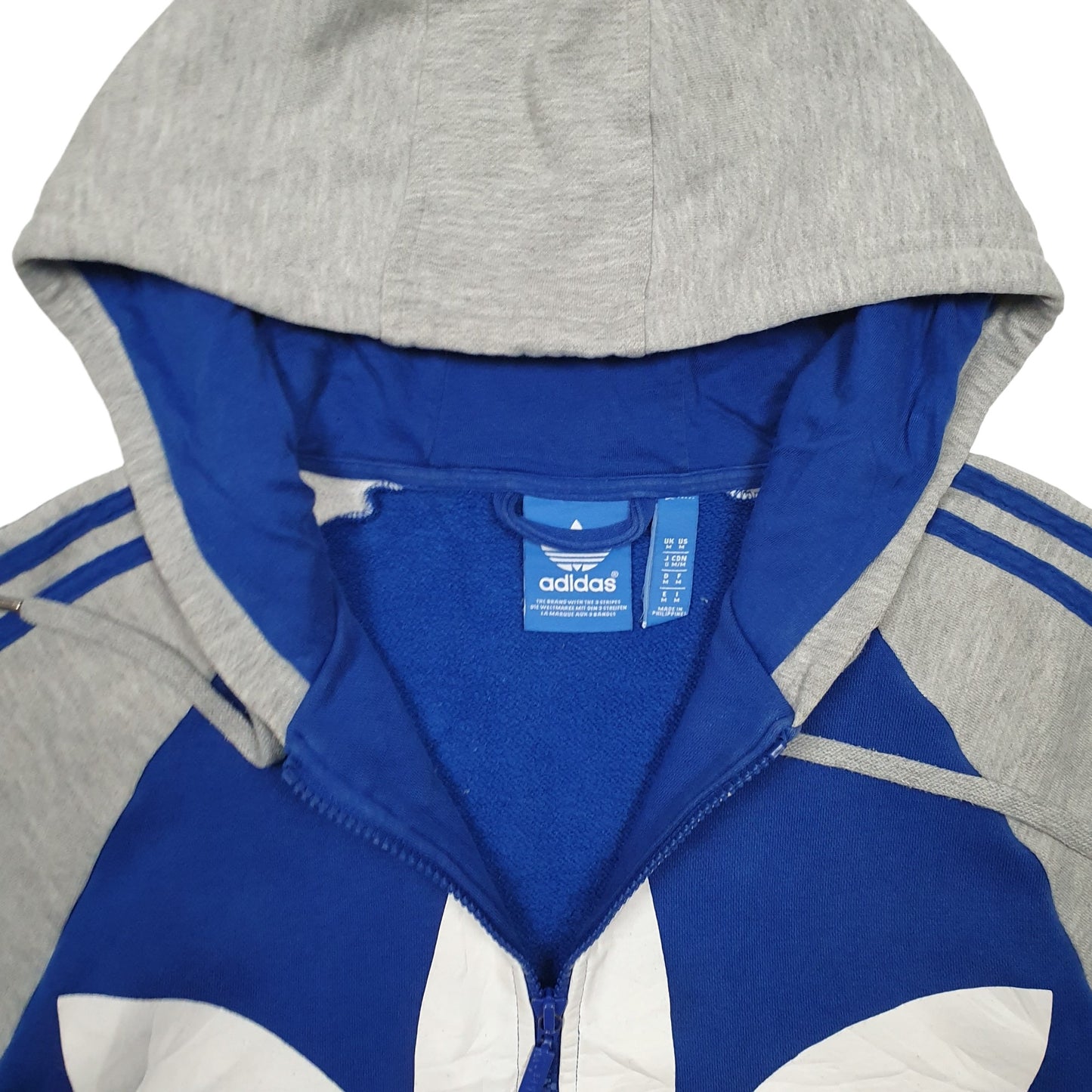 Mens Blue Adidas Spellout Full Zip Jumper