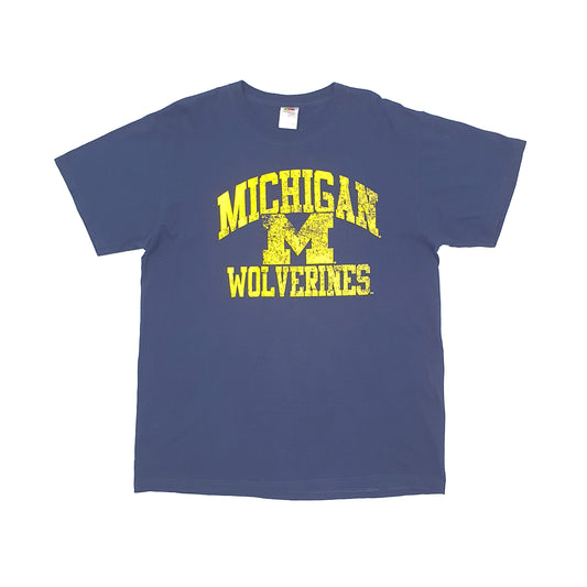 Fruit of the Loom USA Michigan Wolverines Short Sleeve T Shirt Navy