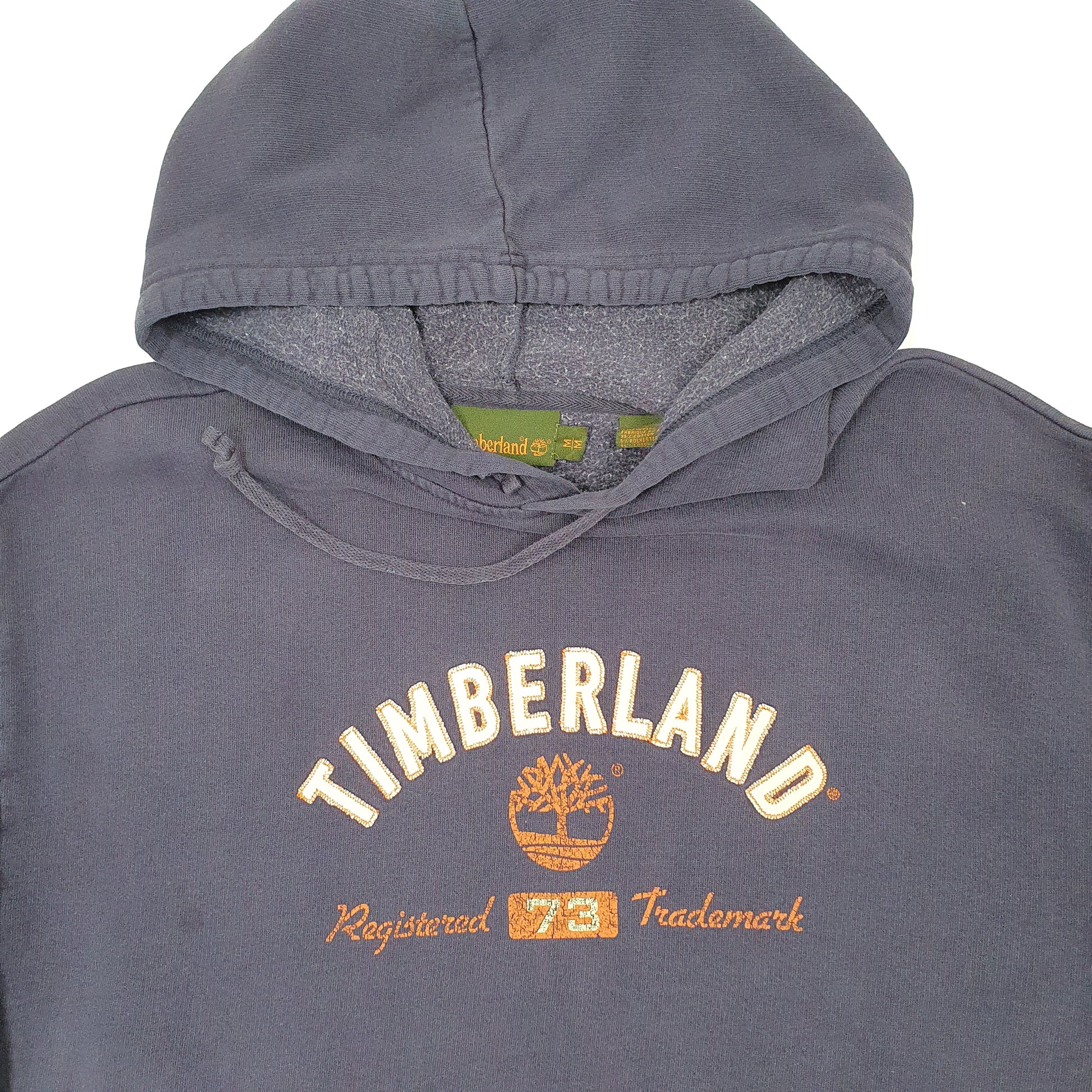 Mens Navy Timberland Spellout Hoodie Jumper