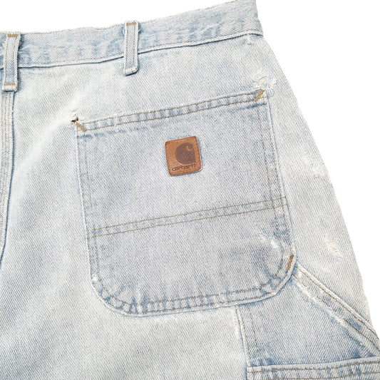 Mens Blue Carhartt Carpenter Workwear Denim Shorts