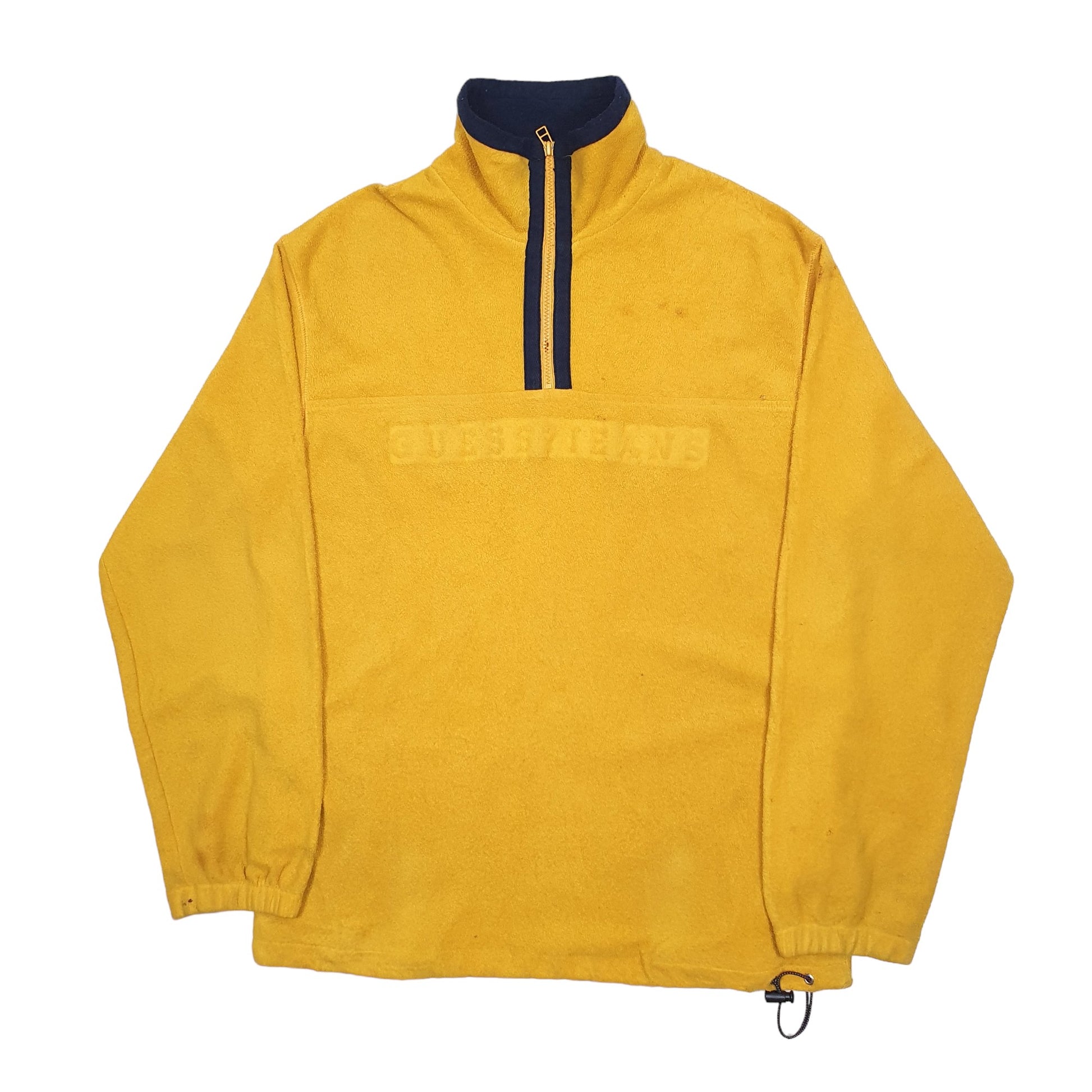 Guess Spellout Quarter Zip Fleece L Yellow