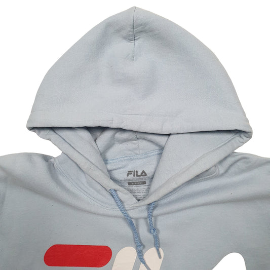 Mens Blue Fila Spellout Hoodie Jumper