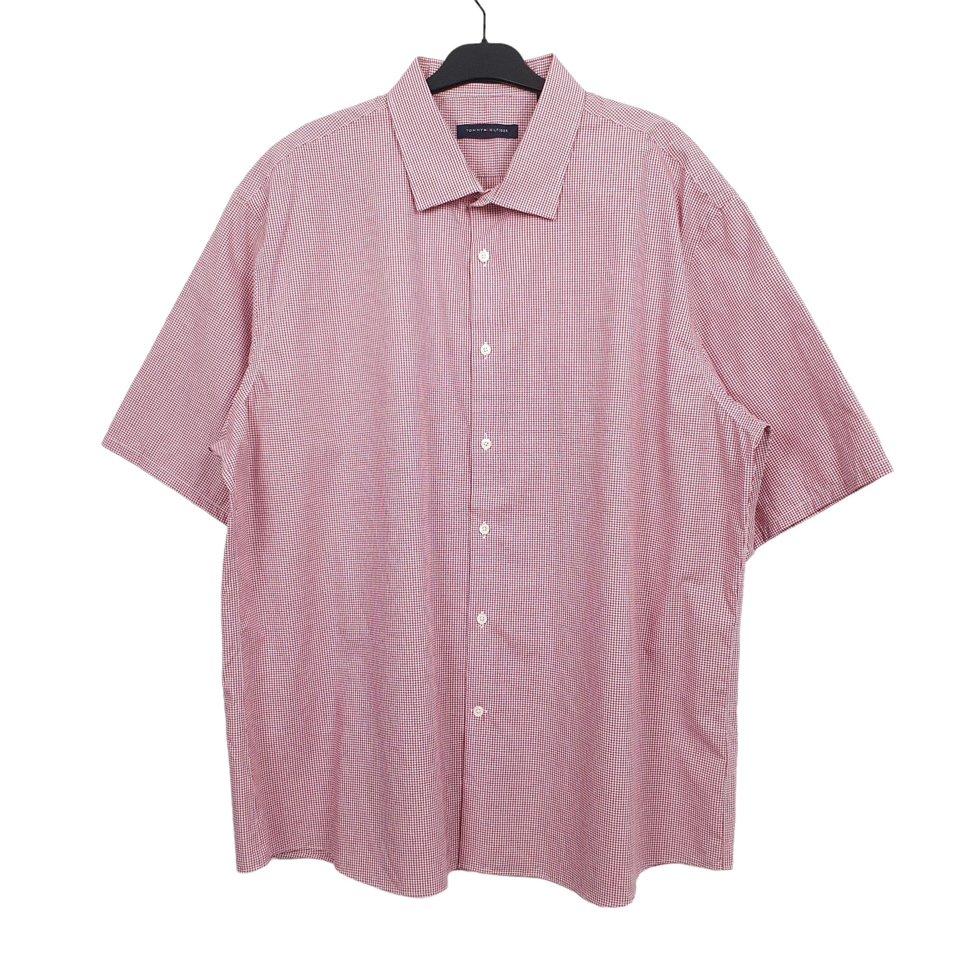 Tommy Hilfiger Short Sleeve Regular Fit Check Shirt Red