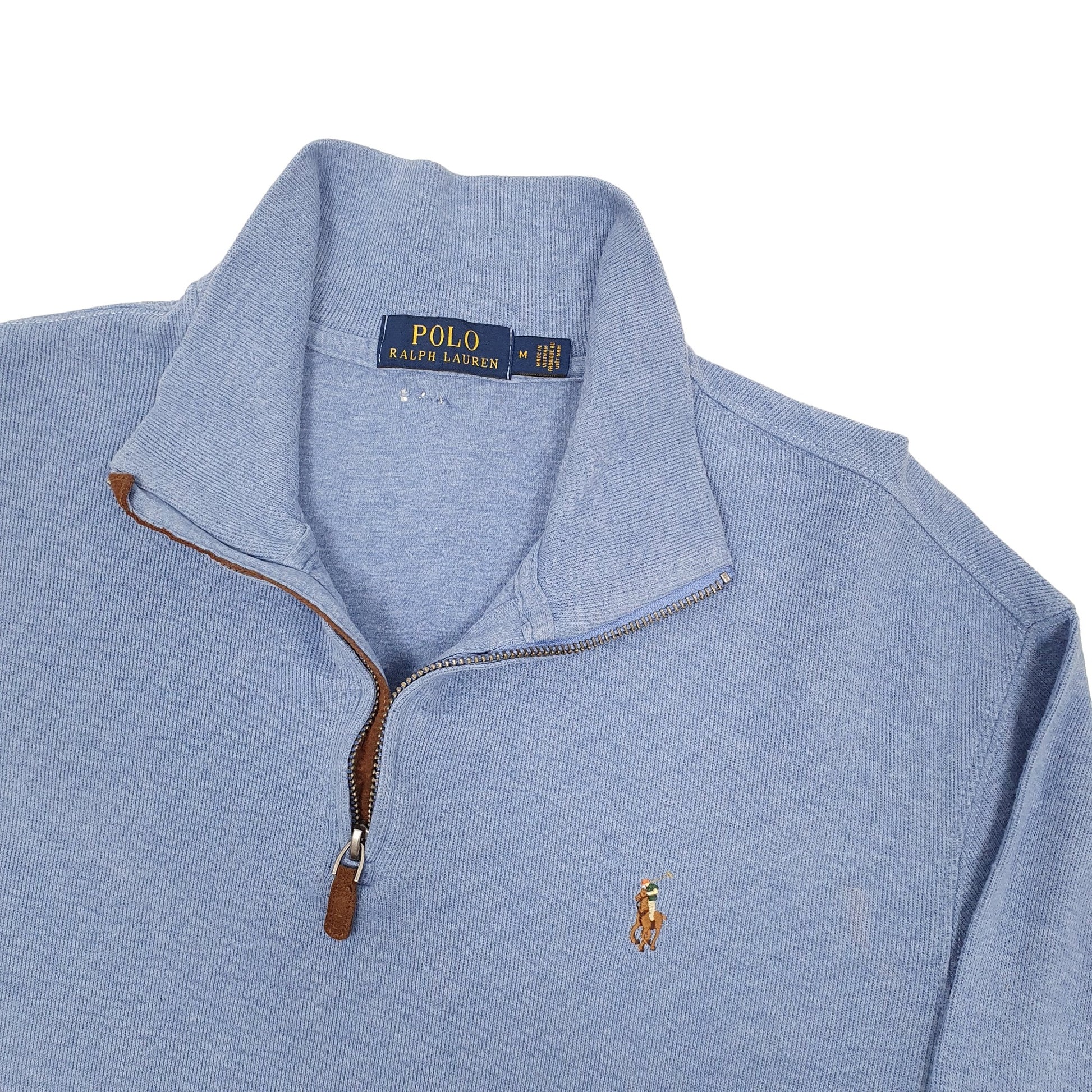 Mens Blue Polo Ralph Lauren Estate Rib Quarter Zip Jumper