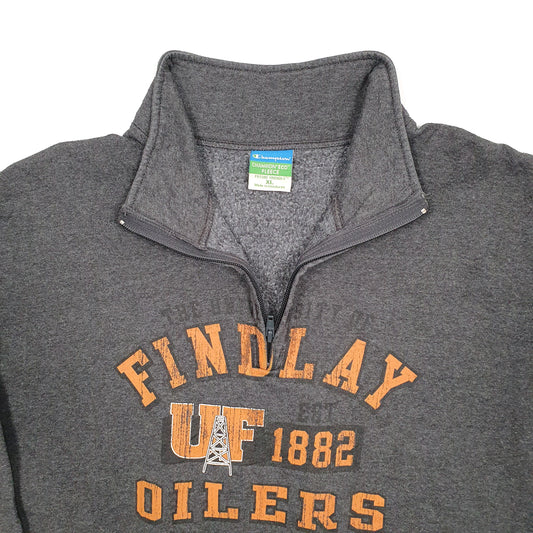 Mens Grey Champion USA College Sport Oilers Football Quarter Zip Jumper