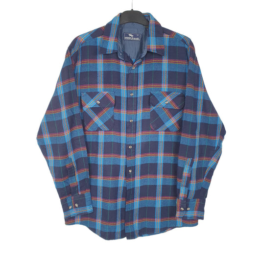 Steeplechase Flannel Shacket Long Sleeve Regular Fit Check Shirt Navy