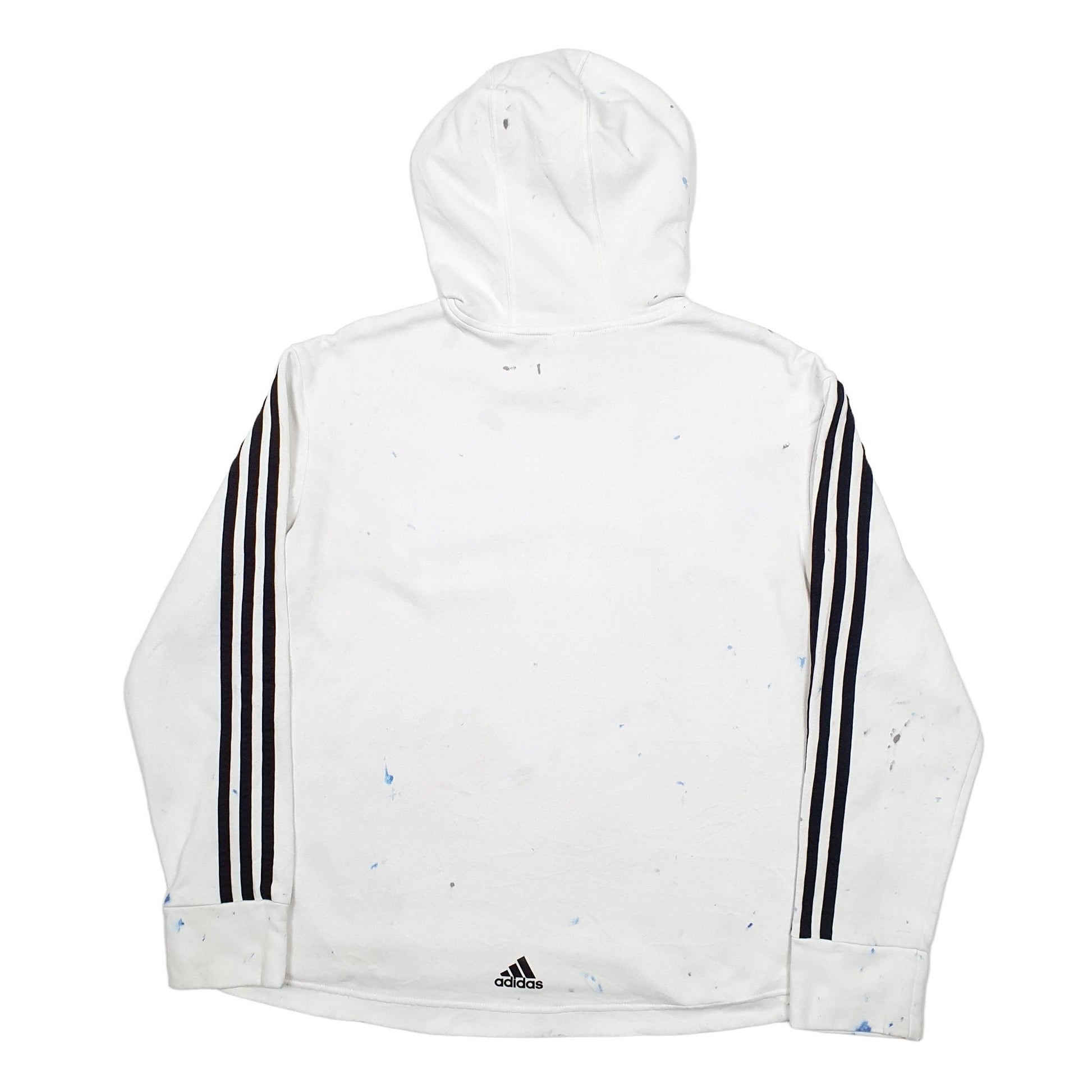 Mens White Adidas Spellout Hoodie Jumper