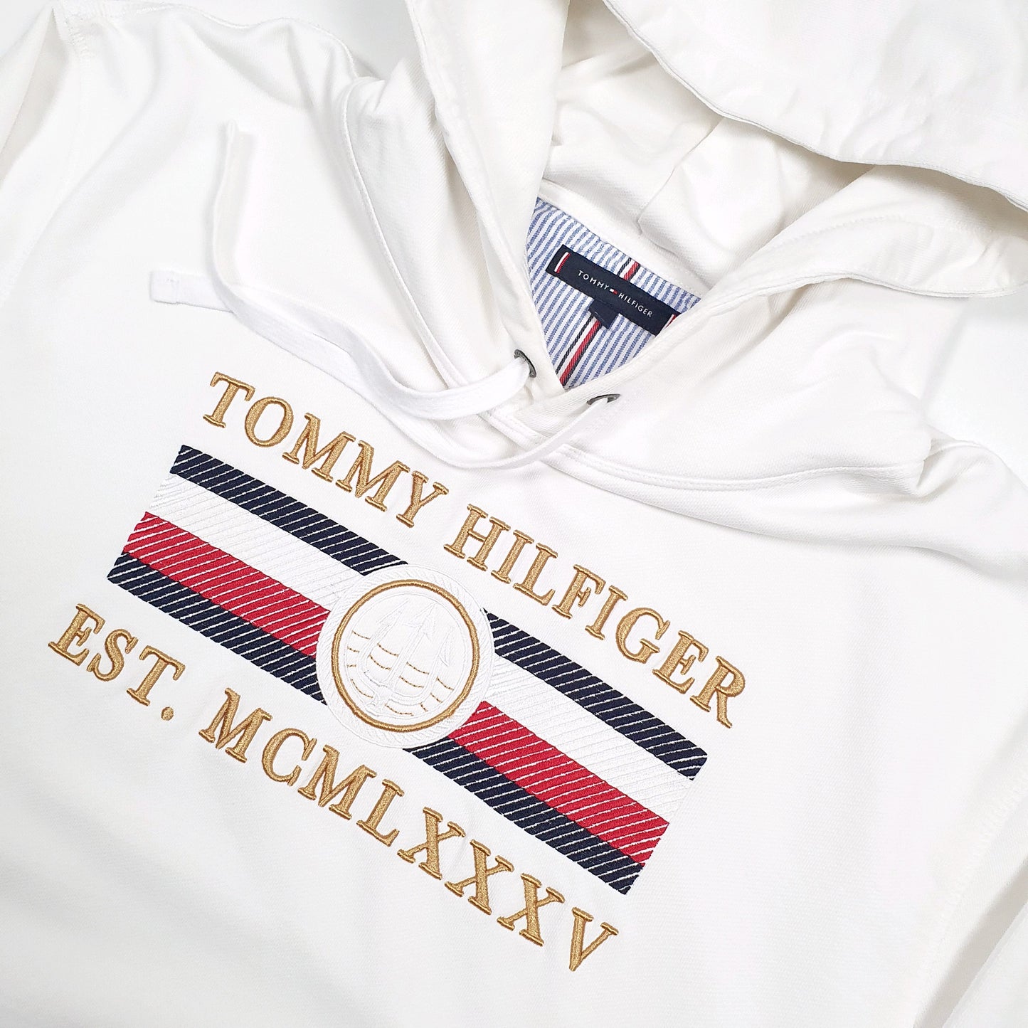 Tommy Hilfiger Spellout Hoodie XL White