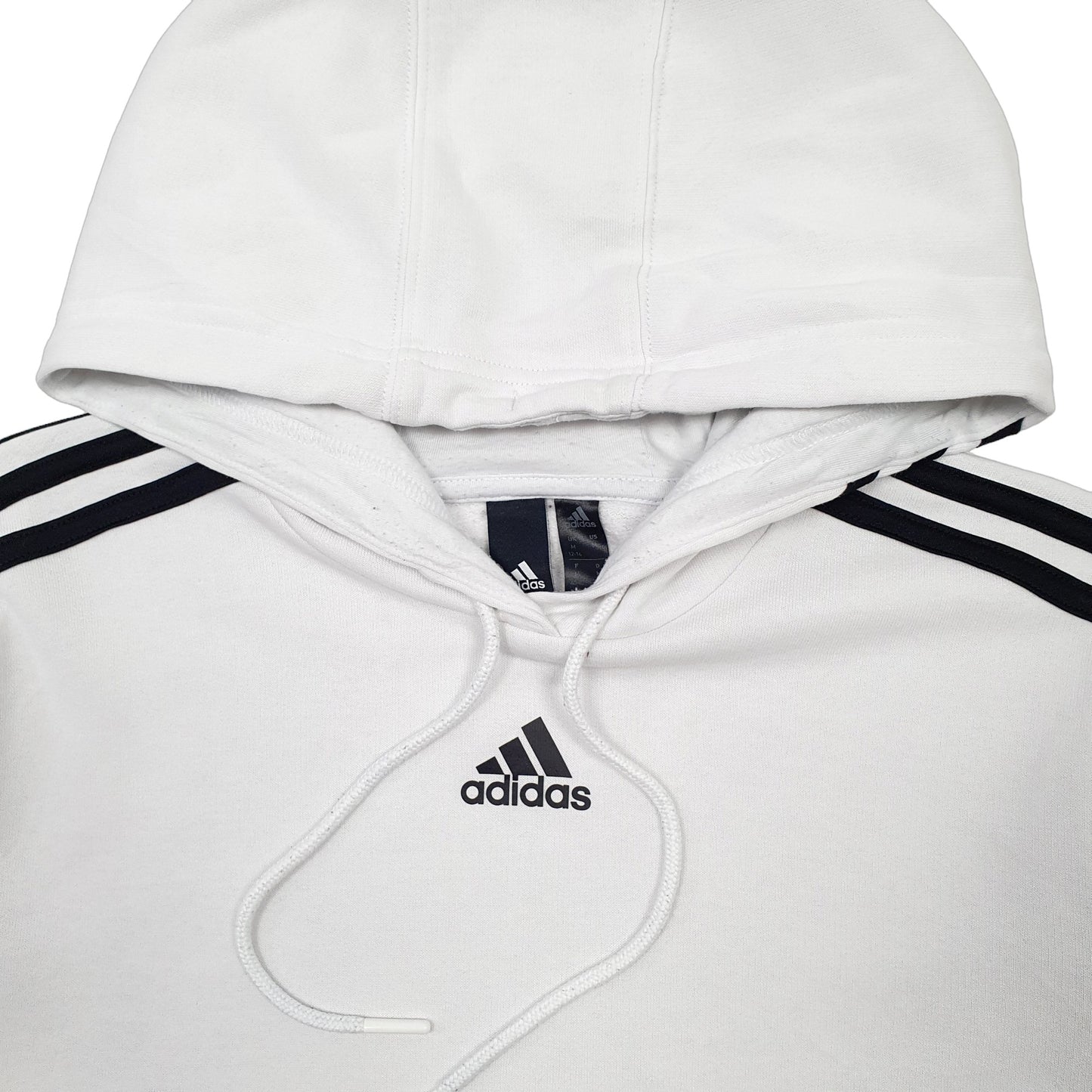 Womens White Adidas Crop Top Hoodie Jumper