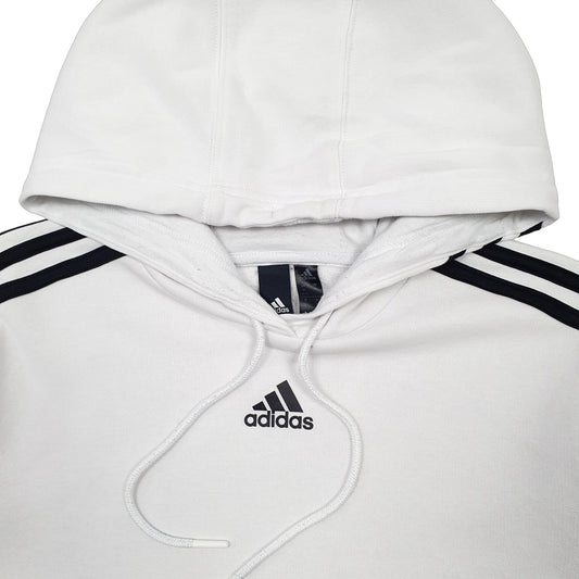 Womens White Adidas Crop Top Hoodie Jumper