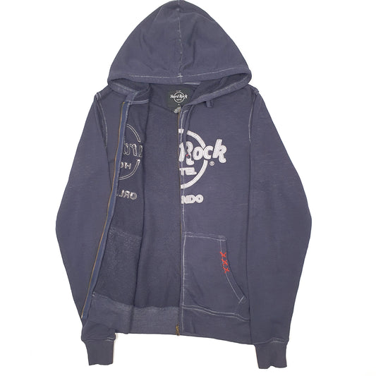 Mens Navy Hard Rock Hotel Lightweight Hoodie Full Zip Jumper