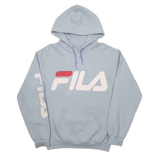 Mens Blue Fila Spellout Hoodie Jumper