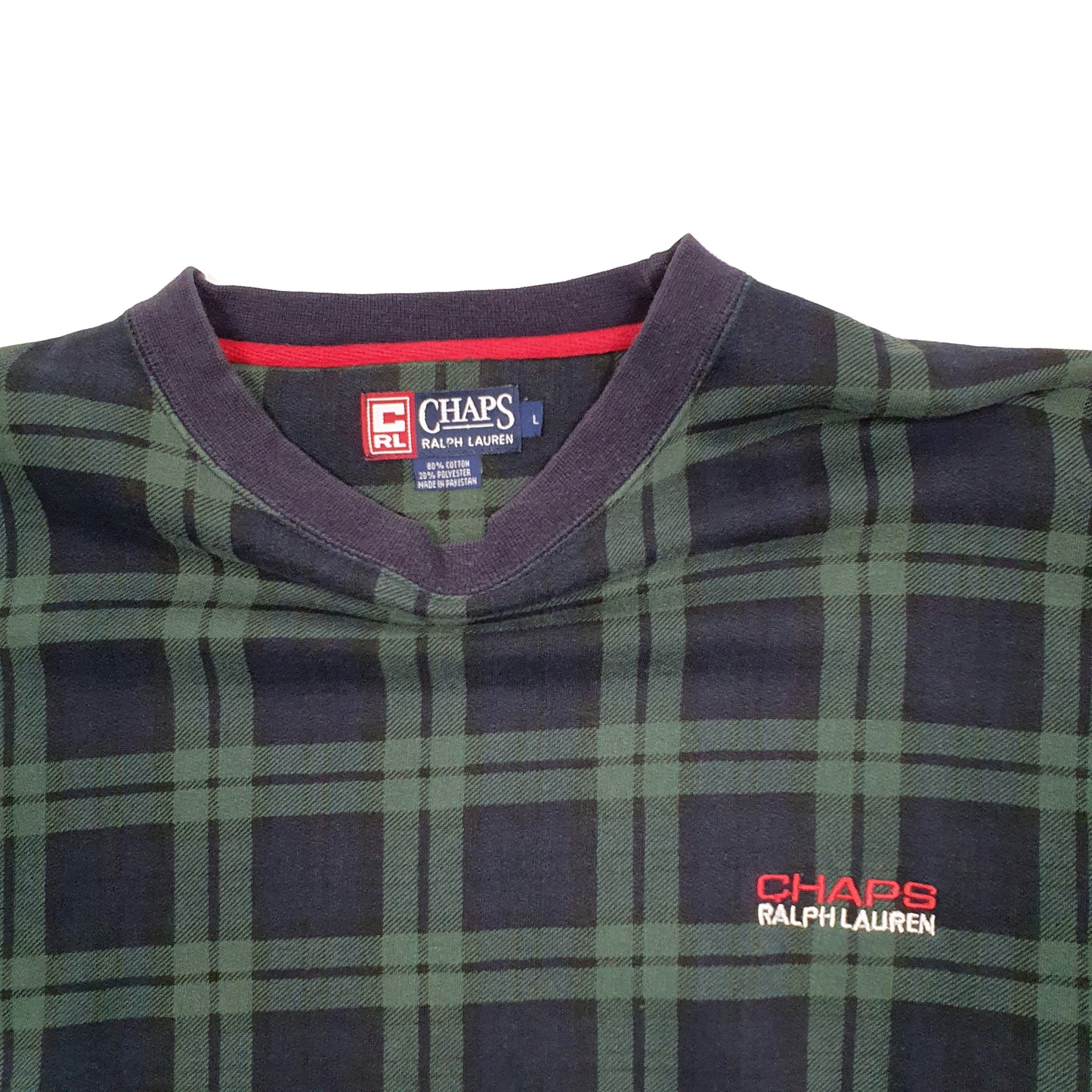 Mens Navy Ralph Lauren Chaps Tartan Check Spellout Crewneck Jumper