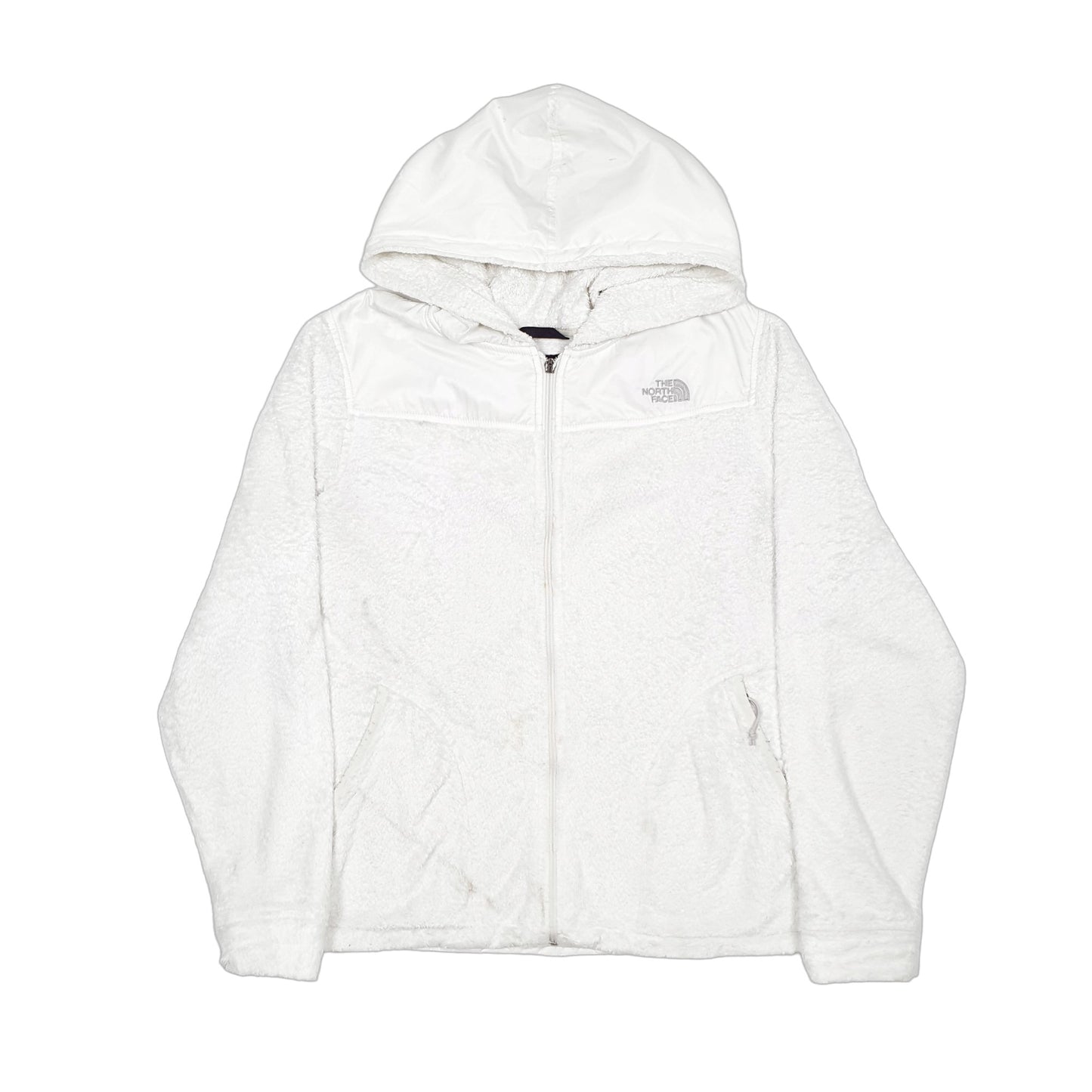 Womens White The North Face Fluffy Full Zip Jumper