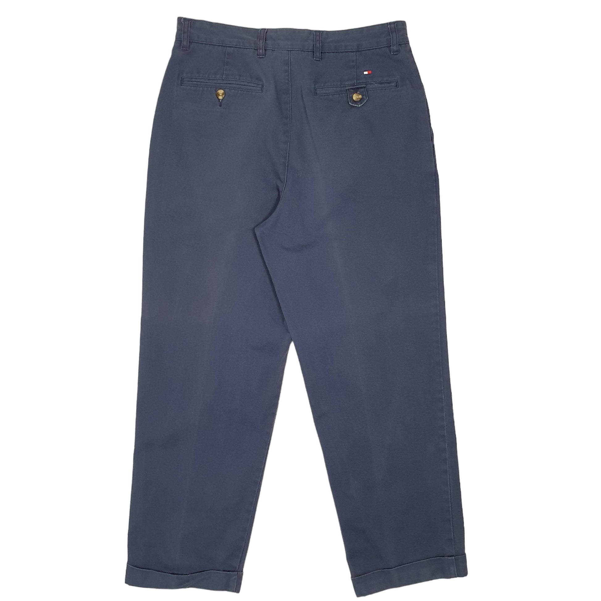 Mens Navy Tommy Hilfiger Double Pleated Chino Trousers