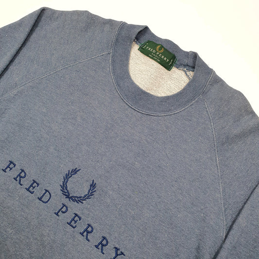 Fred Perry Spellout Crewneck M Blue