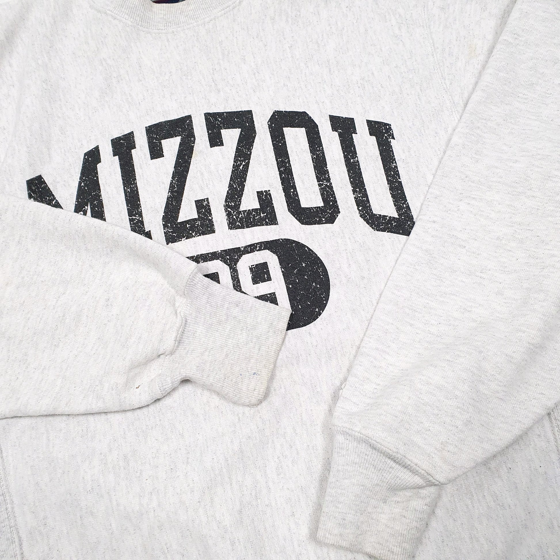 Mens Grey Champion Reverse Weave Mizzou Track College Crewneck Jumper