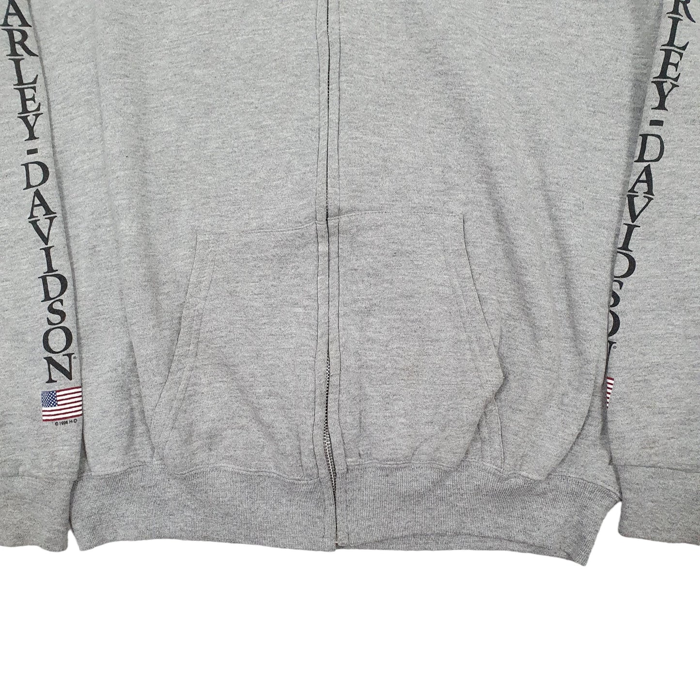 Mens Grey Harley Davidson St Paul Hoodie Motorcycles USA Full Zip Jumper