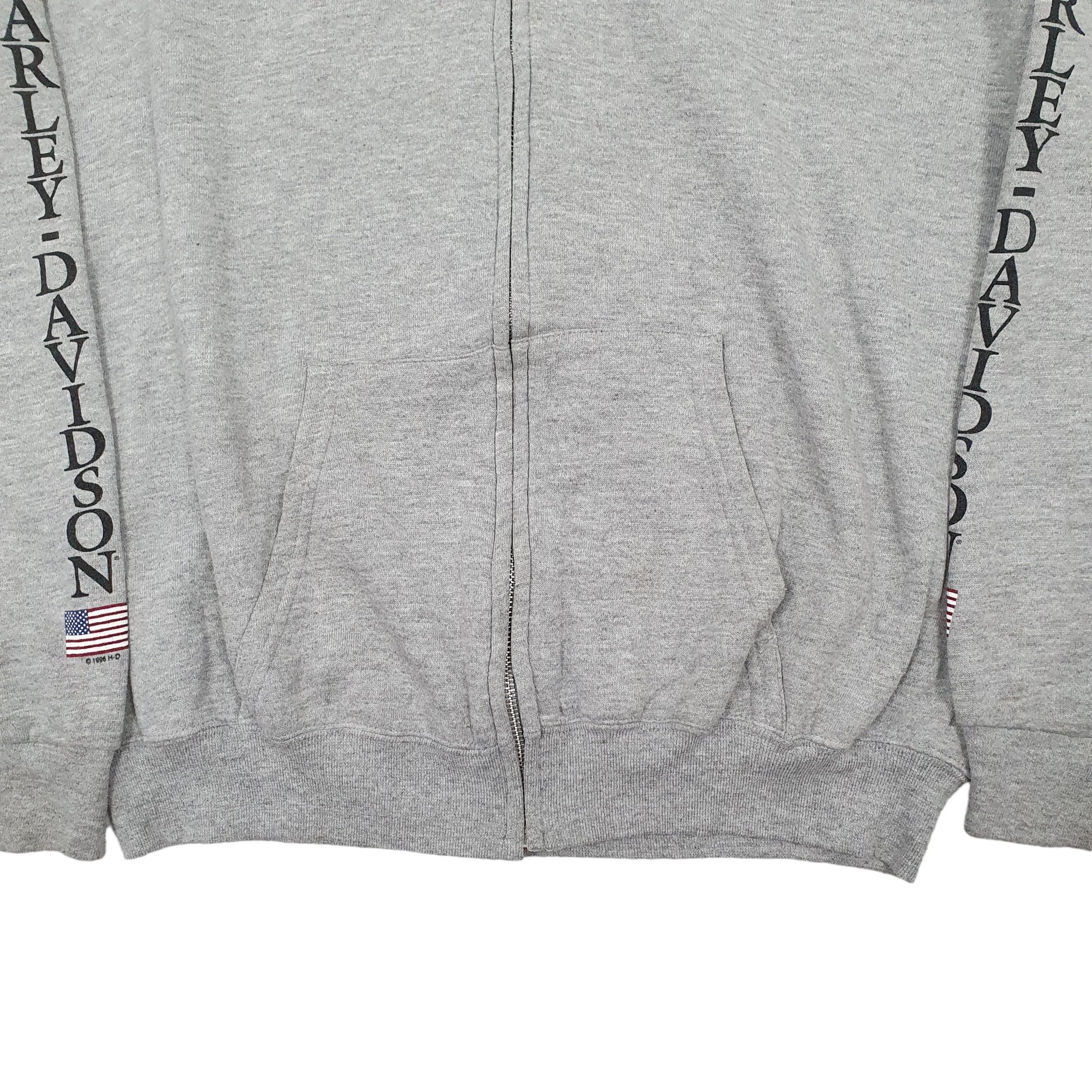 Mens Grey Harley Davidson St Paul Hoodie Motorcycles USA Full Zip Jumper