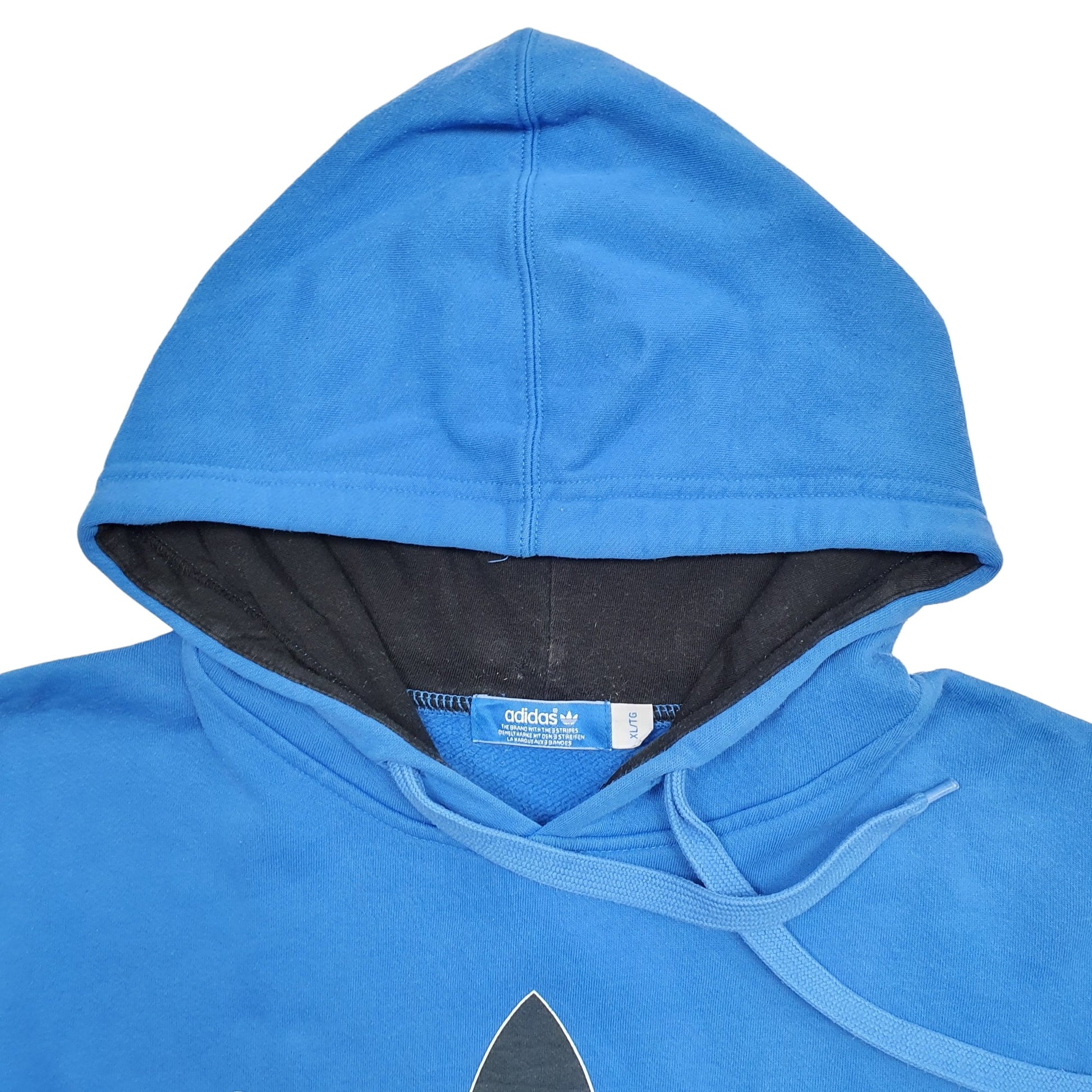 Mens Blue Adidas Spellout Hoodie Jumper