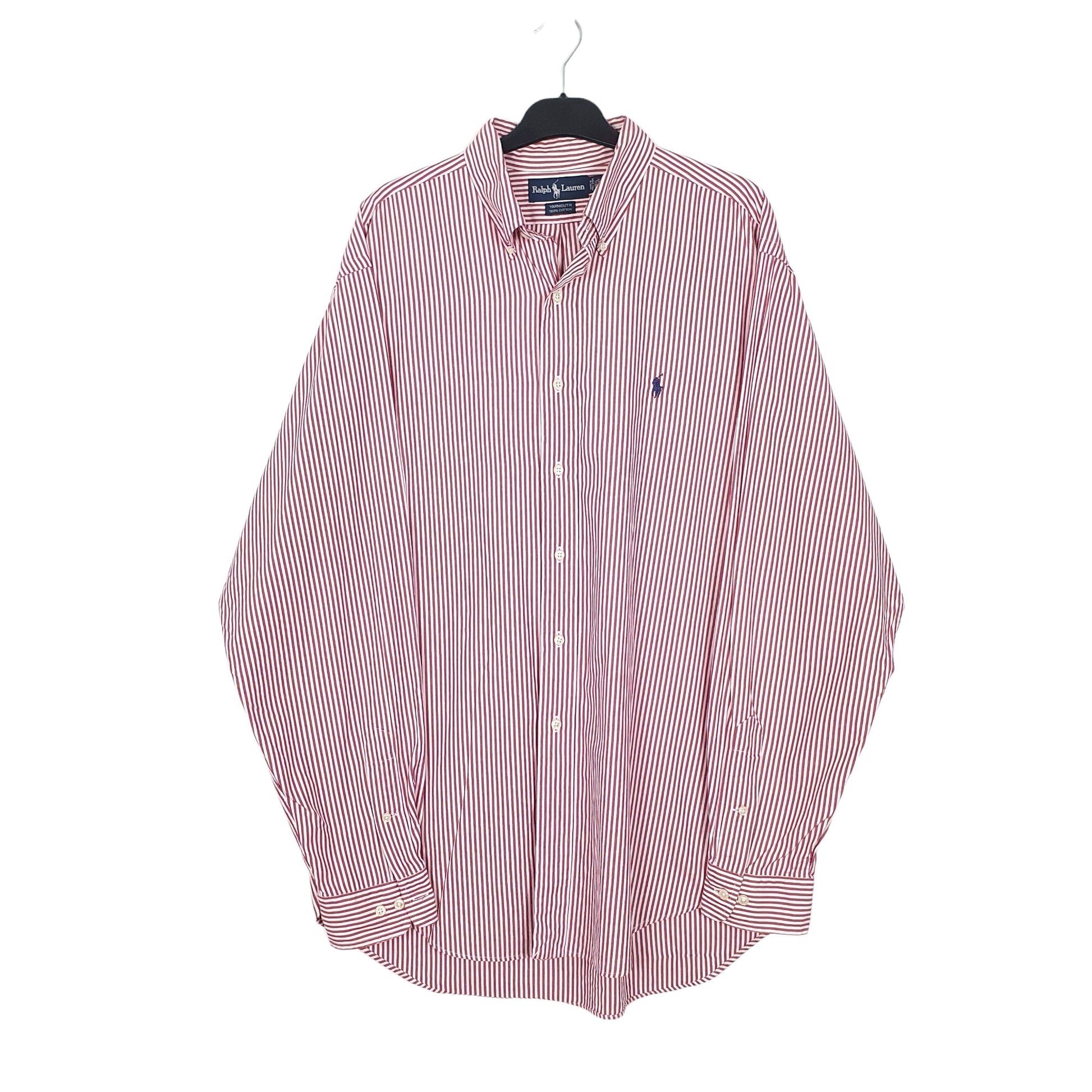 Ralph Lauren Long Sleeve Yarmouth Fit Striped Shirt Burgundy