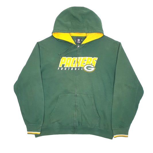 Mens Green NFL Green Bay Packers USA Football Hoodie Full Zip Jumper