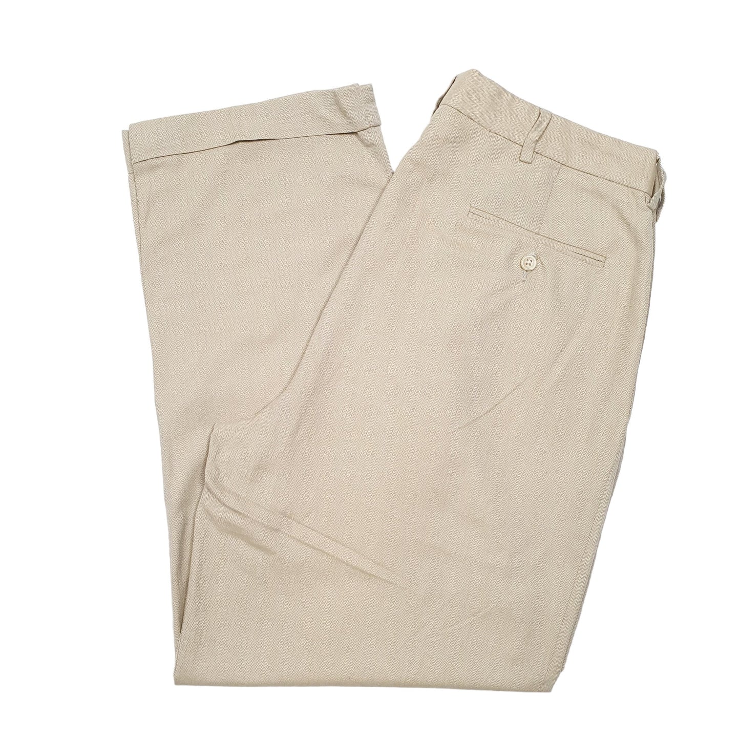 Mens Beige Polo Ralph Lauren Double Pleated Herringbone Twill HBT Chino Trousers