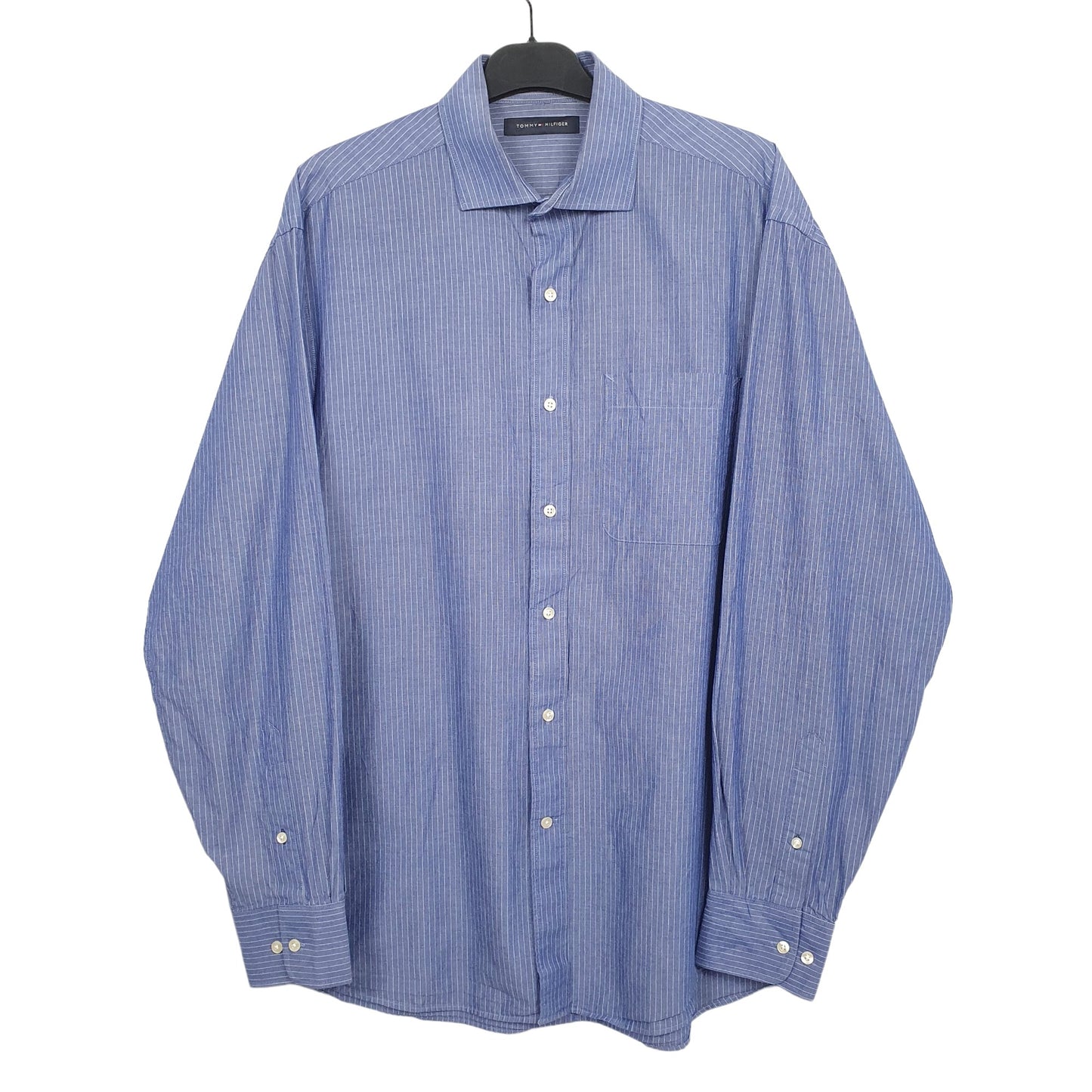 Tommy Hilfiger Long Sleeve Regular Fit Pinstripe Shirt Blue