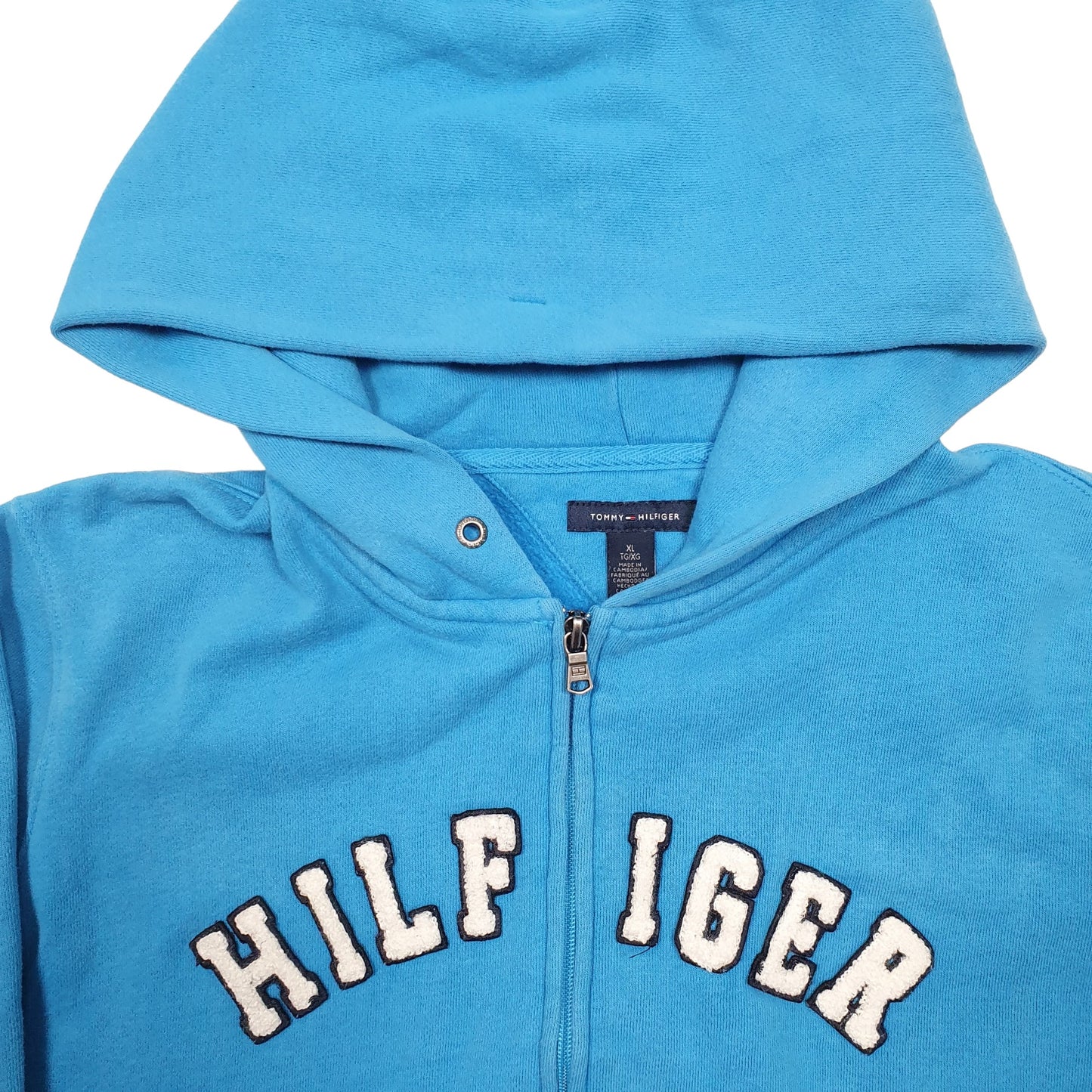 Womens Blue Tommy Hilfiger Spellout Hoodie Jumper