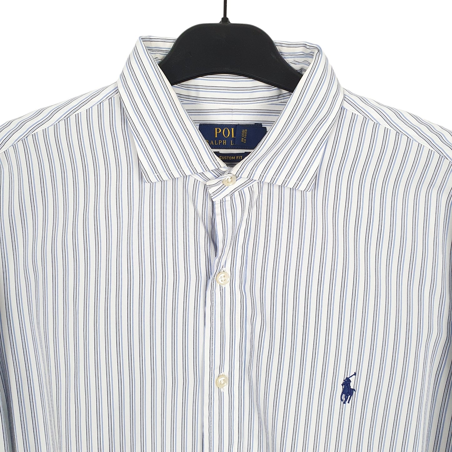 Ralph Lauren Long Sleeve Custom Fit Pinstripe Shirt Blue