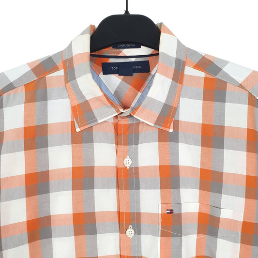 Tommy Hilfiger Long Sleeve Custom Fit Check Shirt Orange