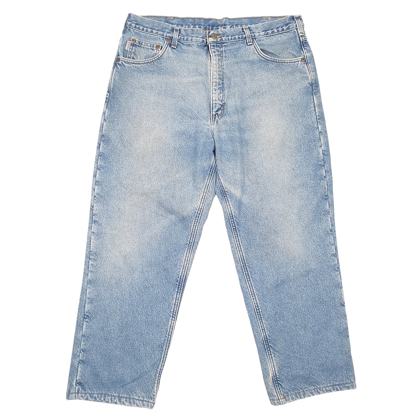 Mens Blue Carhartt Polyester lined Insulated Winter Thermal ⁸ Carpenter JeansW38 L30