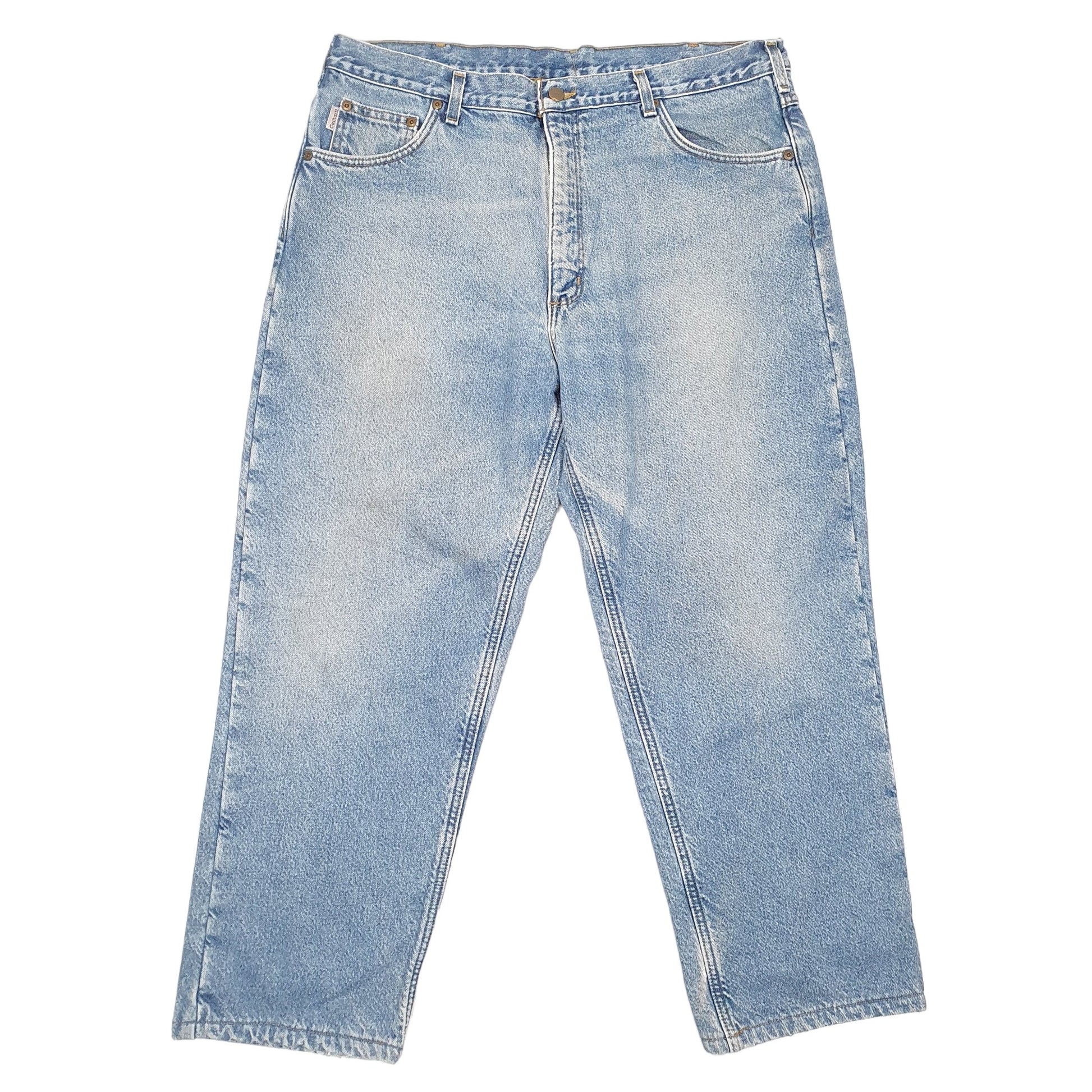 Mens Blue Carhartt Polyester lined Insulated Winter Thermal ⁸ Carpenter JeansW38 L30