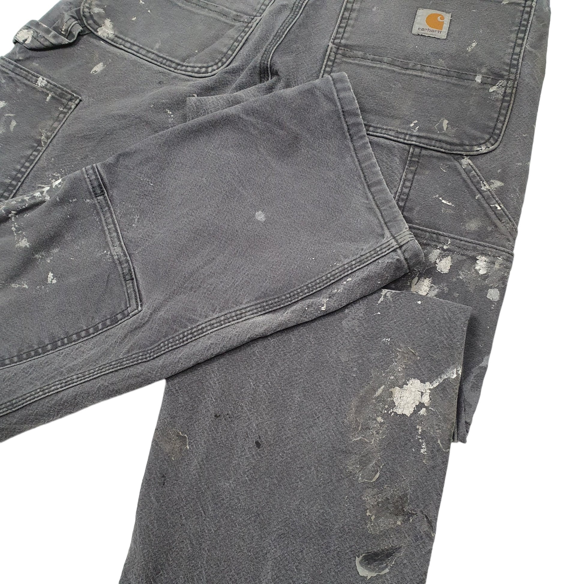 Mens Grey Carhartt Double Knee Relaxed Carpenter Trousers