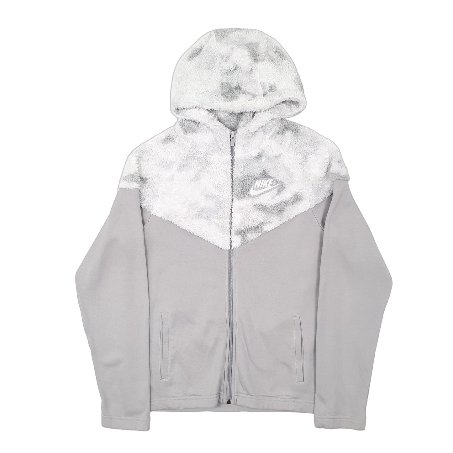 Womens Grey Nike Fluffy Sherpa Full Zip Jumper