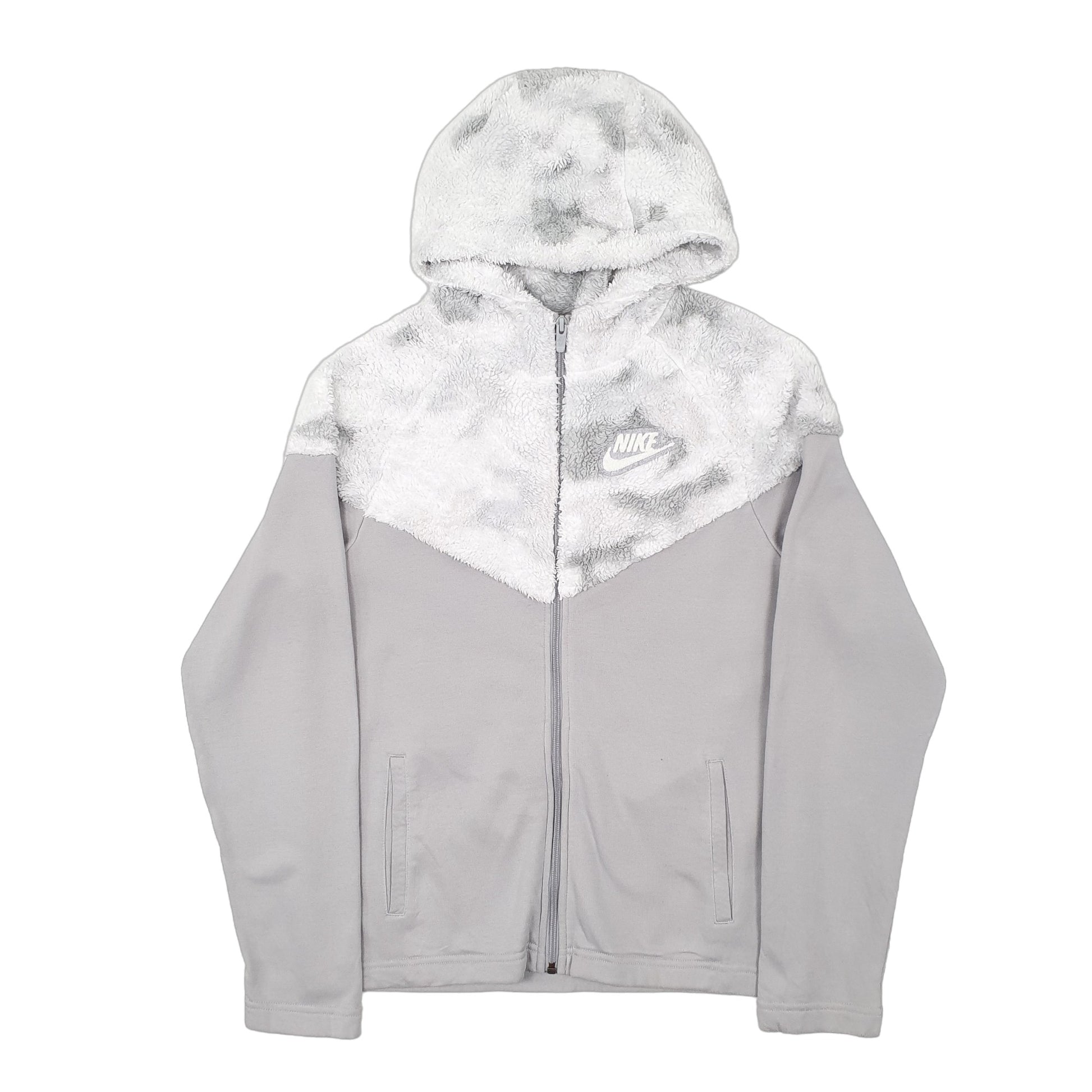 Womens Grey Nike Fluffy Sherpa Full Zip Jumper