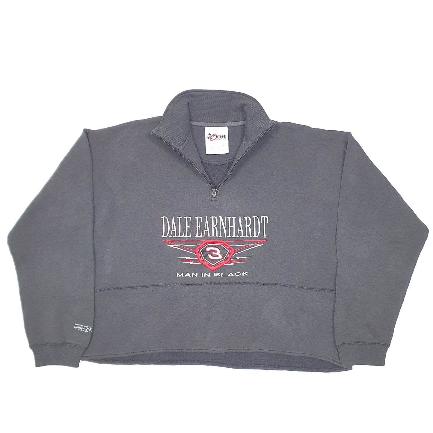 Womens Black Chase Authentics Racing Cropped Dale Earnhardt Nascar Quarter Zip Jumper
