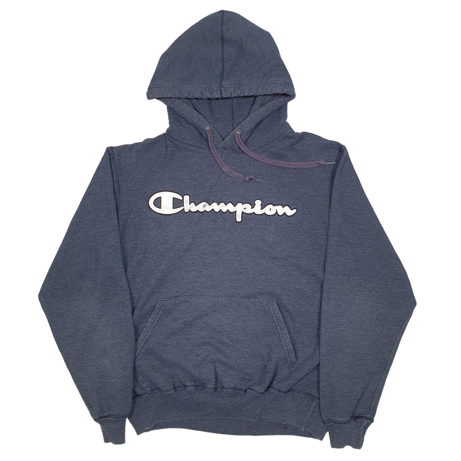 Mens Grey Champion Spellout Hoodie Jumper