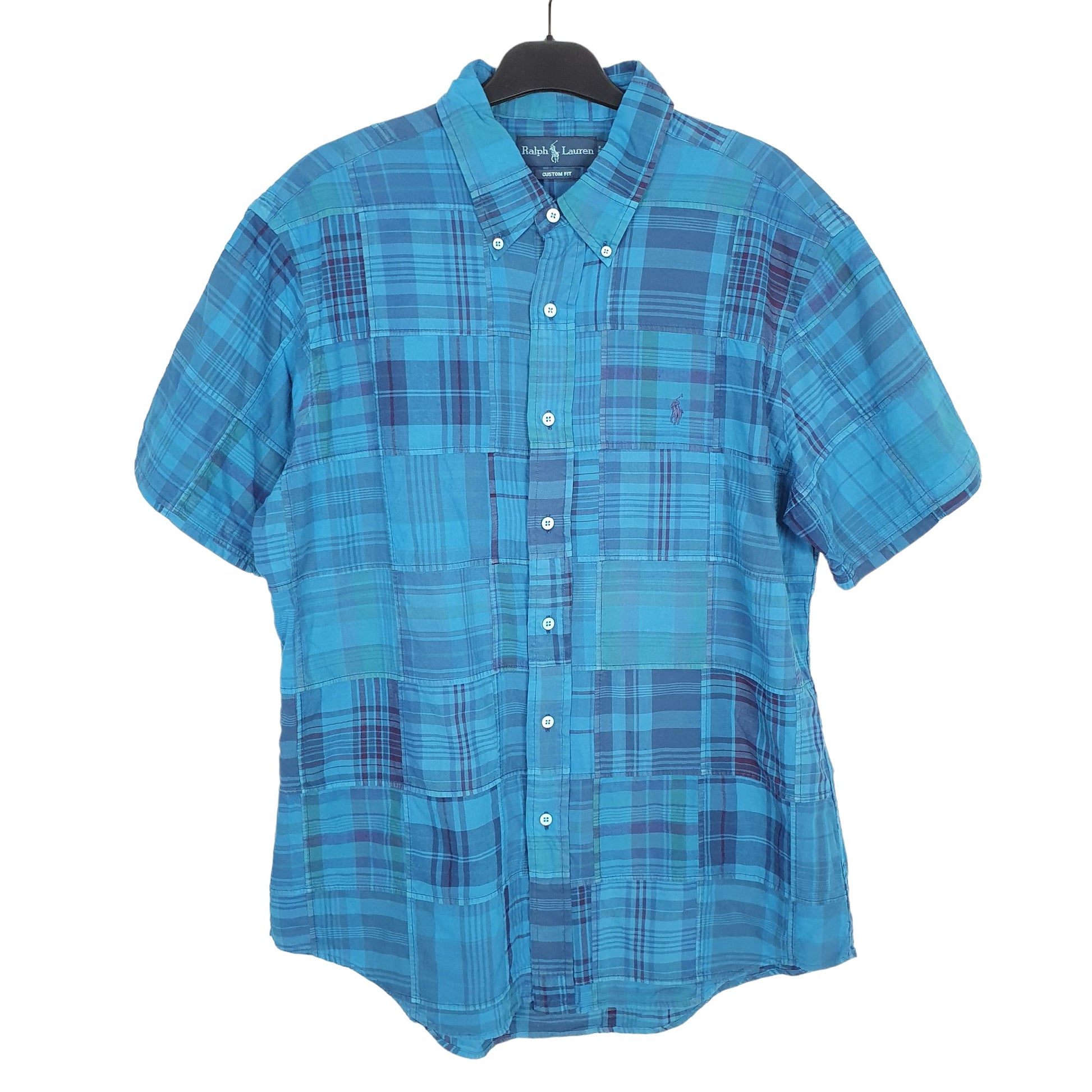 Ralph Lauren Short Sleeve Custom Fit Check Shirt Blue