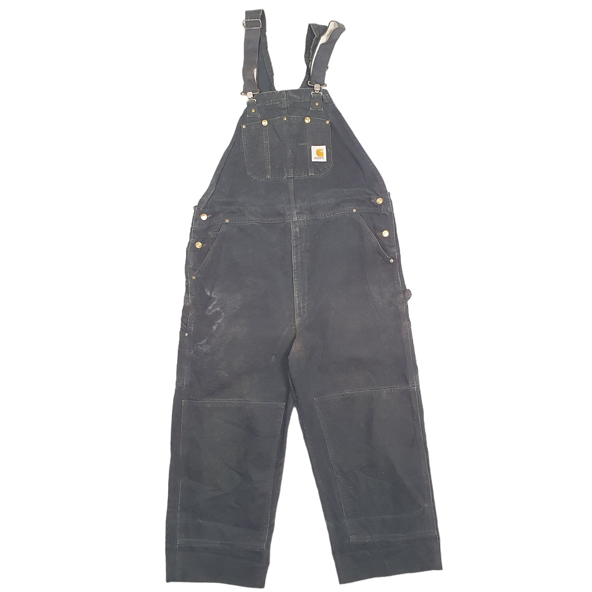 Mens Khaki Carhartt R01 BLK Double Knee Dungaree Trousers