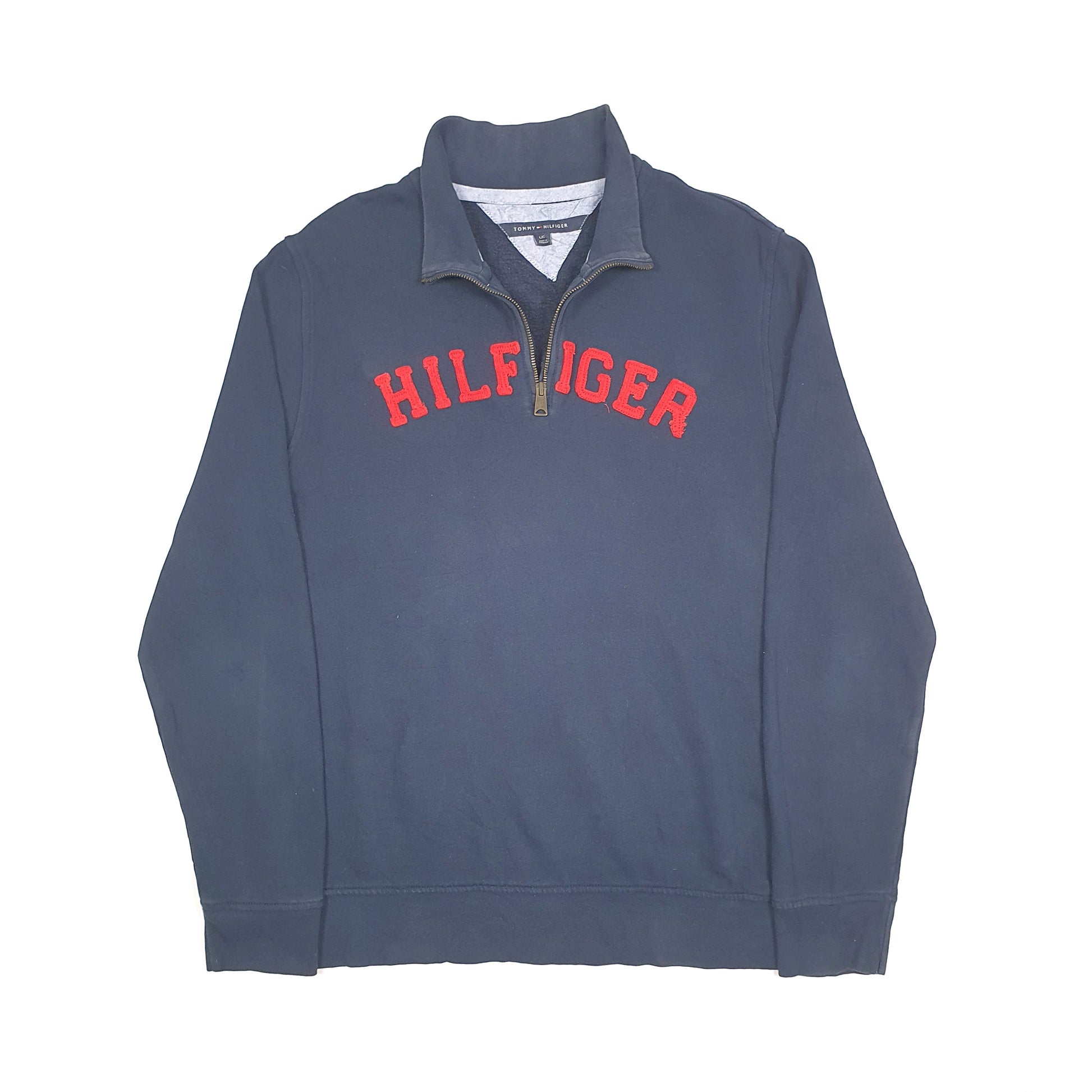 Tommy Hilfiger Spellout Quarter Zip L Navy