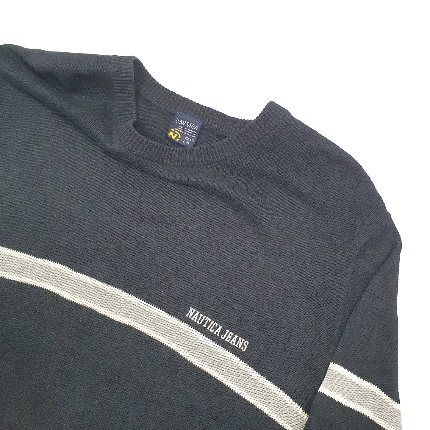 Nautica Jeans Spellout Crewneck L Black